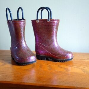 Pink Sparkling Rain Boots, Toddler Sz 5